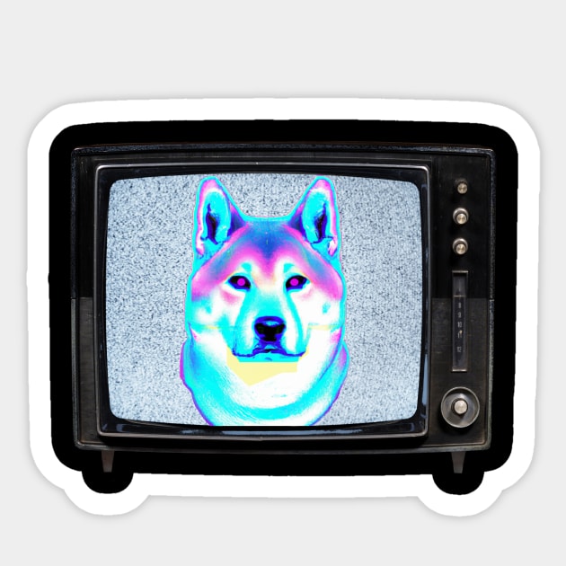 Vaporwave Shiba Inu in Television Sticker by Trip Tank